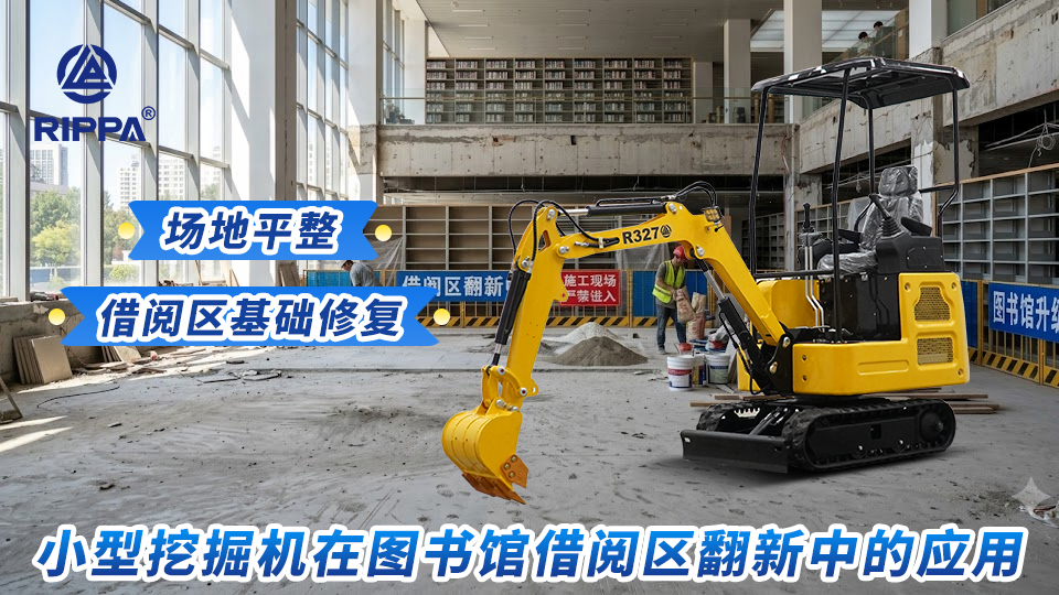 小型挖掘机在图书馆借阅区翻新中的应用:借阅区基础修复与场地平整
