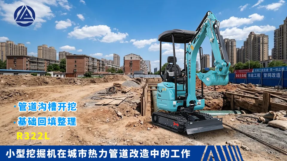 小型挖掘机在城市热力管道改造中的工作：管道沟槽开挖与基础回填整理