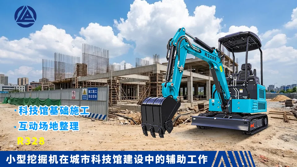 小型挖掘机在城市科技馆建设中的辅助工作：科技馆基础施工与互动场地整理